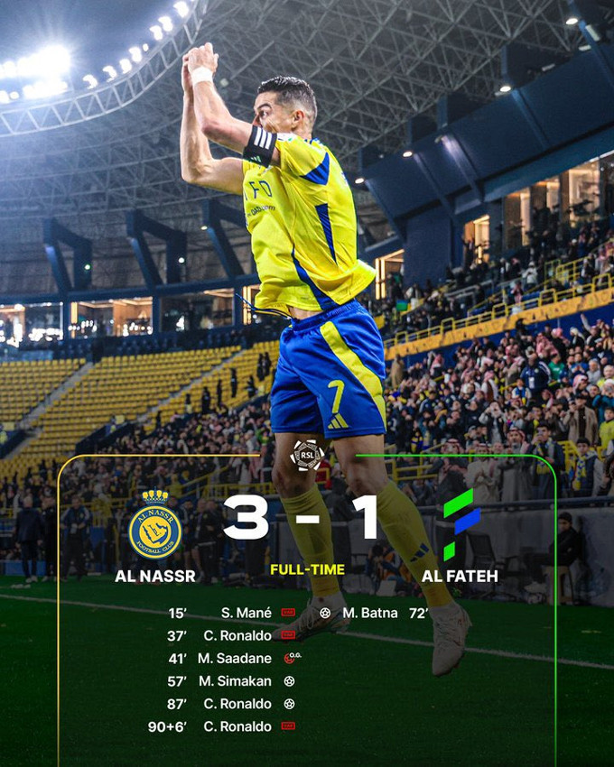 Cristiano Ronaldo ăn mừng hụt bàn thắng vì lỗi việt vị trong trận Al-Nassr đối đầu Al-Fateh, thể hiện sự tiếc nuối của siêu sao người Bồ Đào Nha.