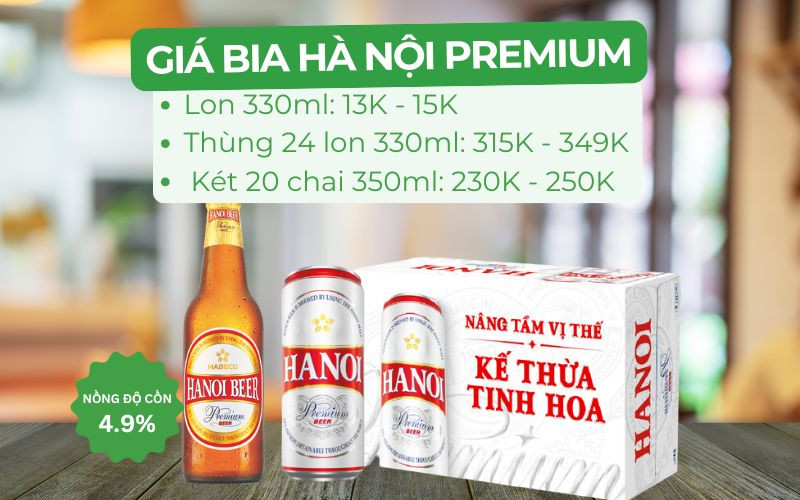 Giá bia lon Hà Nội Premium chỉ từ 13.000 đồng/lon
