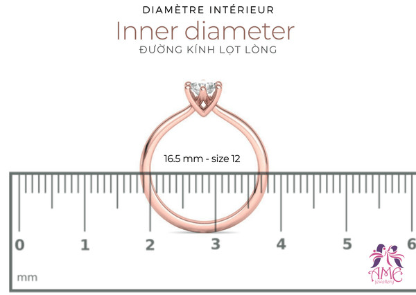Bảng đo đường kính trong của nhẫn để xác định size phù hợp